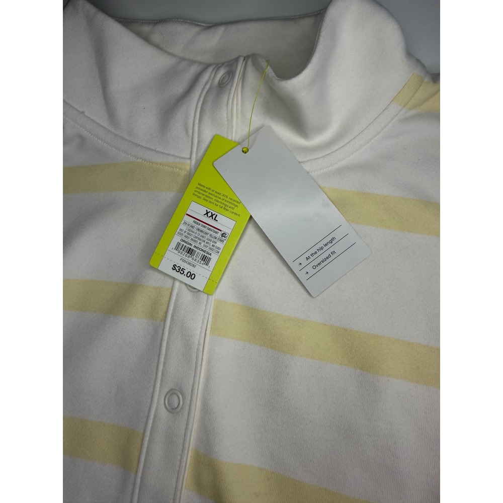 All in Motion Womens XXL French Terry Sweatshirt Yellow White Striped Snap Mock - Picture 3 of 3